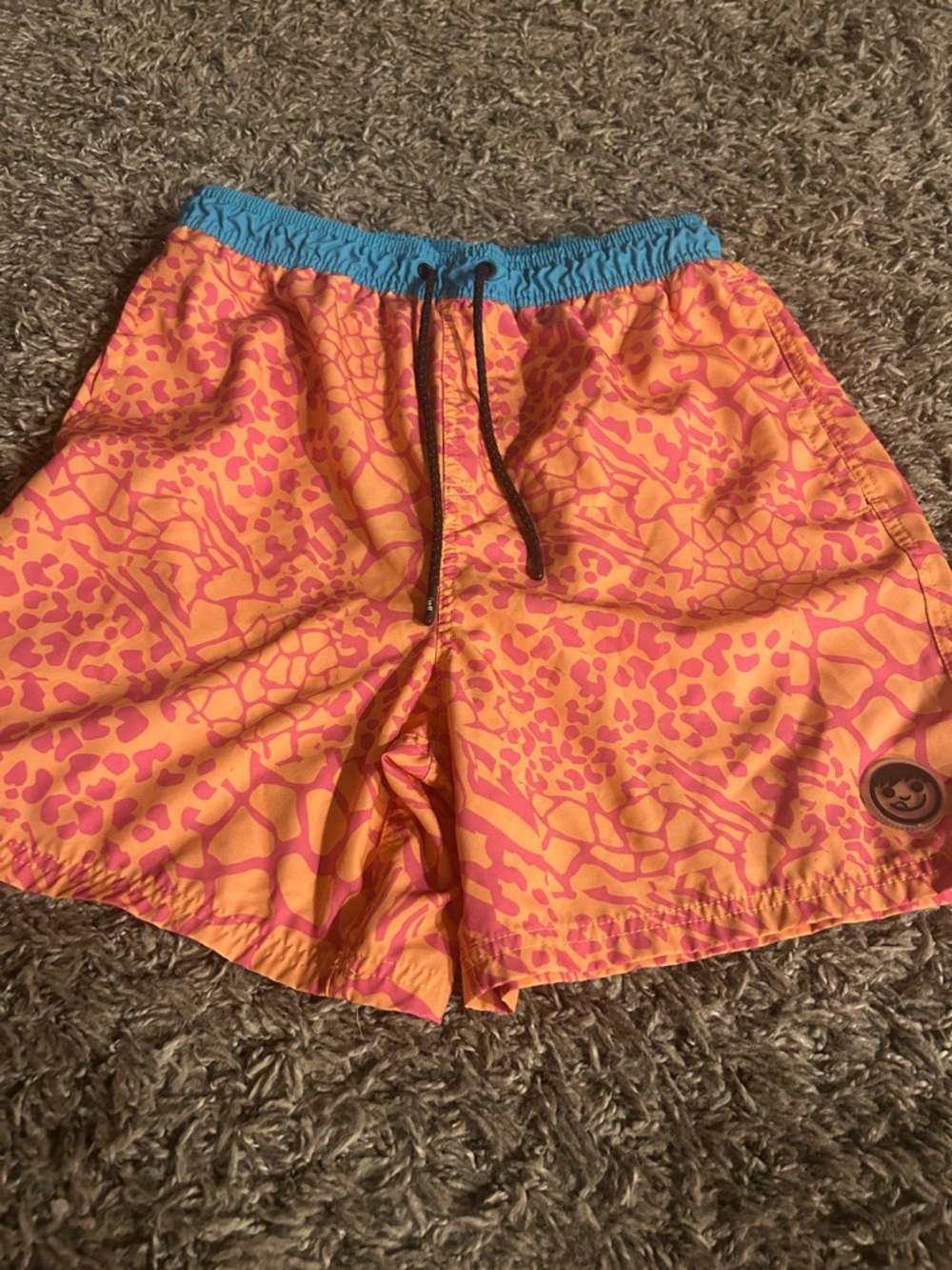 Neff Orange and Pink Swim Trunks with Blue Waistband